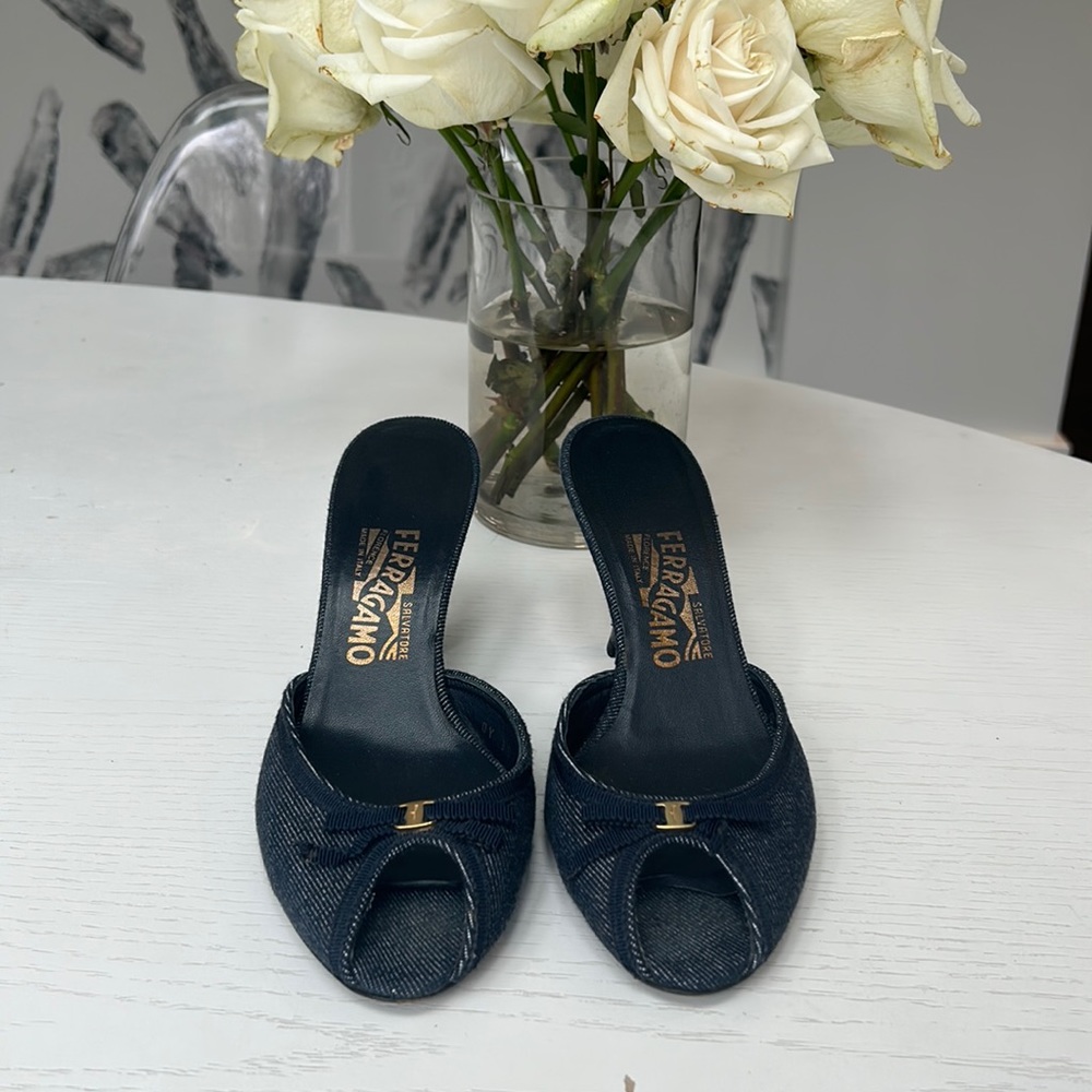 Vintage Denim Ferragamo mules